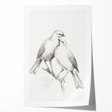 Minimalist Bird Sketch – Elegant Pencil Drawing of Two Birds on a Branch
