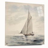 Minimalist Sailboat Wall Art – Serene Nautical Design in Soft Tones