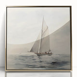 Minimalist Sailboat Wall Art – Serene Nautical Design in Soft Tones