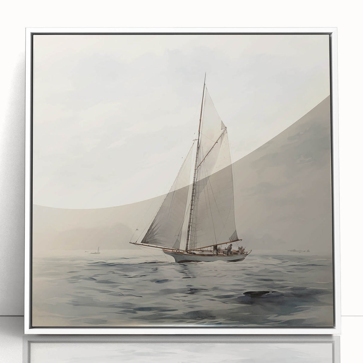 Minimalist Sailboat Wall Art – Serene Nautical Design in Soft Tones