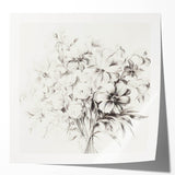 Minimalist Floral Sketch Wall Art – Black and White Flower Bouquet Design