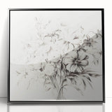 Minimalist Floral Sketch Wall Art – Black and White Flower Bouquet Design