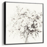 Minimalist Floral Sketch Wall Art – Black and White Flower Bouquet Design