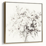 Minimalist Floral Sketch Wall Art – Black and White Flower Bouquet Design
