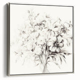 Minimalist Floral Sketch Wall Art – Black and White Flower Bouquet Design