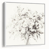 Minimalist Floral Sketch Wall Art – Black and White Flower Bouquet Design