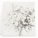 Minimalist Floral Sketch Wall Art – Black and White Flower Bouquet Design