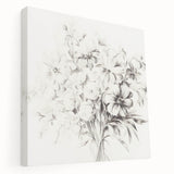 Minimalist Floral Sketch Wall Art – Black and White Flower Bouquet Design
