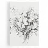 Minimalist Floral Sketch – Detailed Pencil Drawing of Flowers