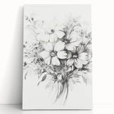Minimalist Floral Sketch – Detailed Pencil Drawing of Flowers