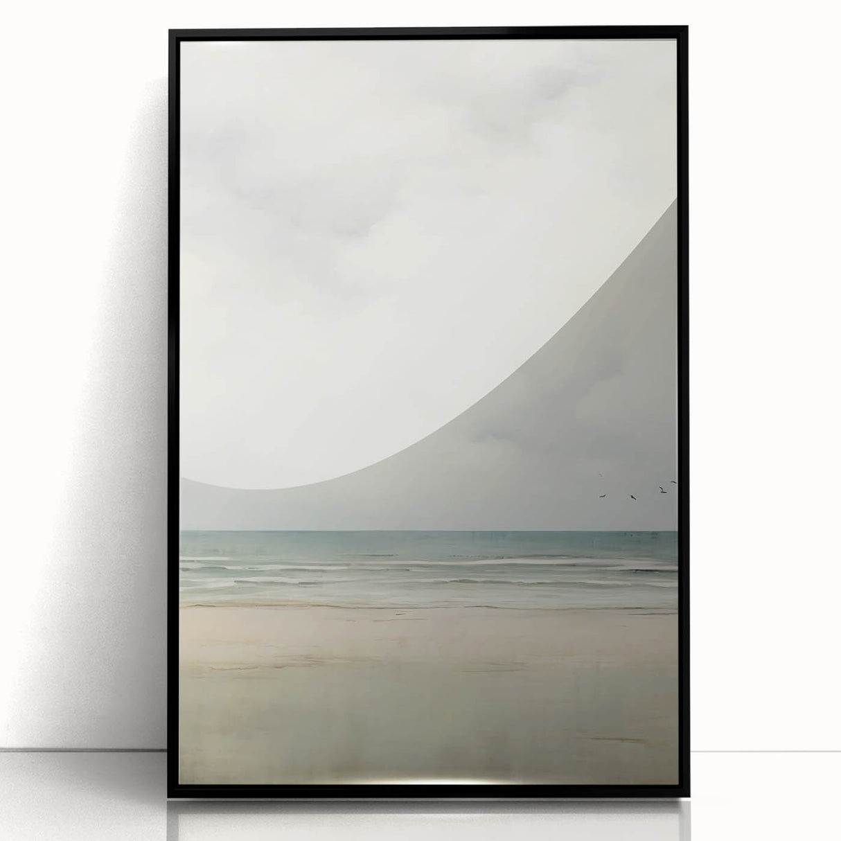 Minimalist Seascape Art – Calm Ocean and Sky in Soft Tones