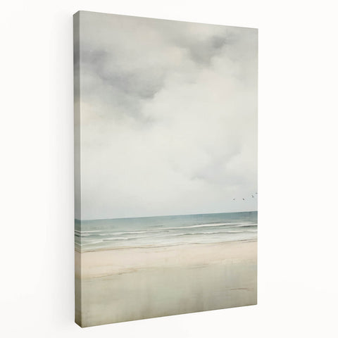 Minimalist Seascape Art – Calm Ocean and Sky in Soft Tones