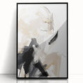 Abstract Minimalist Wall Art – Dynamic Beige and Black Brushstroke Design