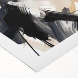 Abstract Minimalist Wall Art – Dynamic Beige and Black Brushstroke Design