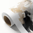 Abstract Minimalist Wall Art – Dynamic Beige and Black Brushstroke Design