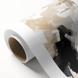 Abstract Minimalist Wall Art – Dynamic Beige and Black Brushstroke Design