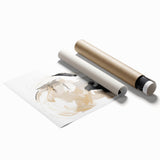 Abstract Minimalist Wall Art – Dynamic Beige and Black Brushstroke Design