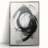 Minimalist Abstract Wall Art – Dynamic Black and White Brushstroke Design