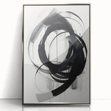 Minimalist Abstract Wall Art – Dynamic Black and White Brushstroke Design