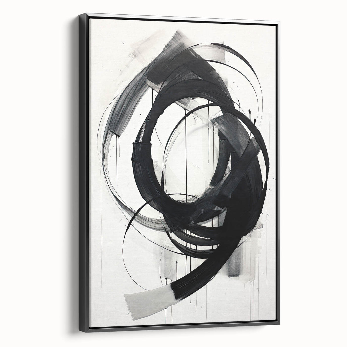 Minimalist Abstract Wall Art – Dynamic Black and White Brushstroke Design