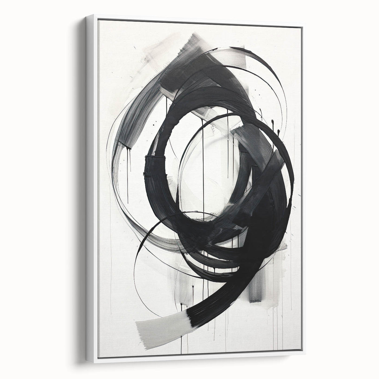Minimalist Abstract Wall Art – Dynamic Black and White Brushstroke Design