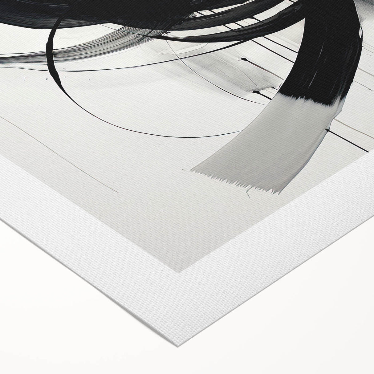 Minimalist Abstract Wall Art – Dynamic Black and White Brushstroke Design