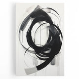 Minimalist Abstract Wall Art – Dynamic Black and White Brushstroke Design