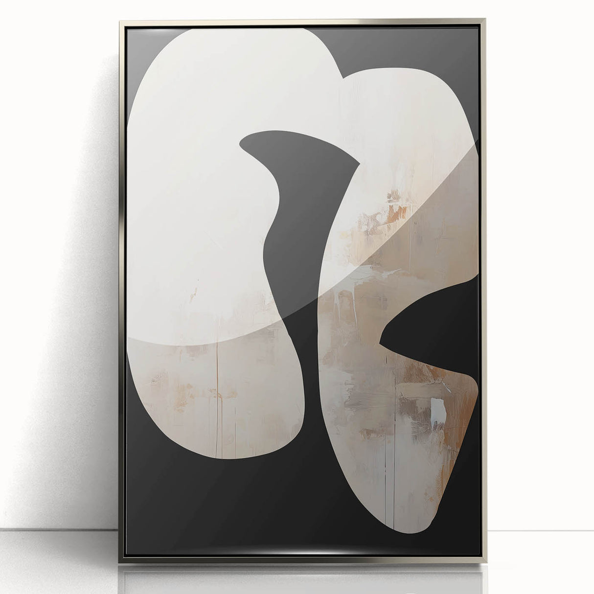 Abstract Minimalist Wall Art - Modern Beige and Black Minimalist Art Print