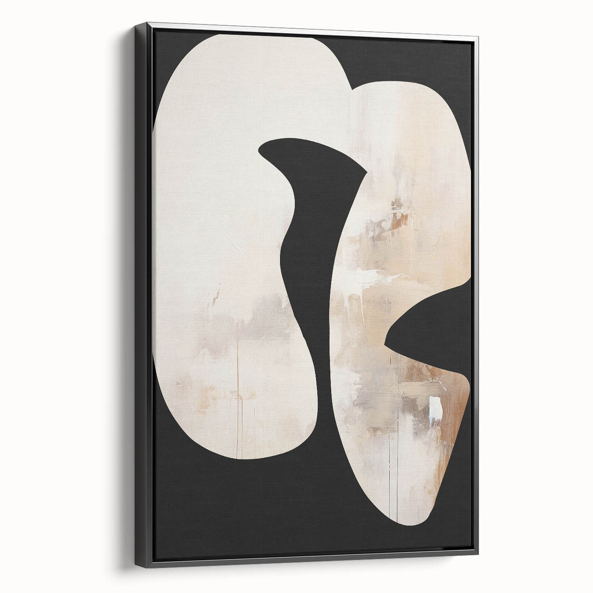Abstract Minimalist Wall Art - Modern Beige and Black Minimalist Art Print