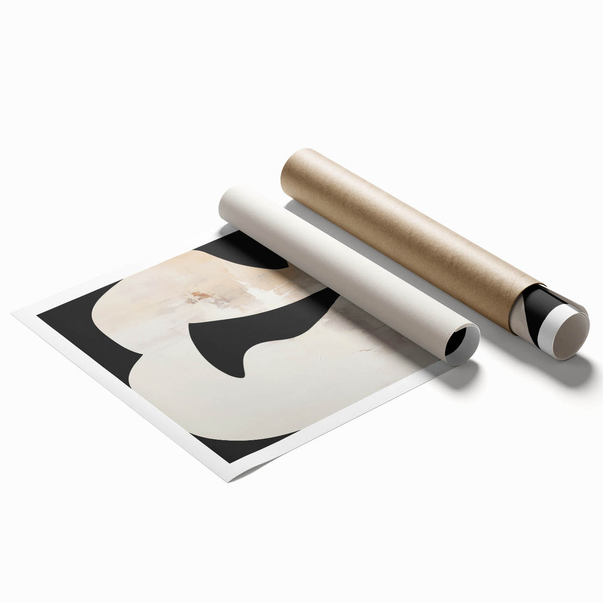 Abstract Minimalist Wall Art - Modern Beige and Black Minimalist Art Print