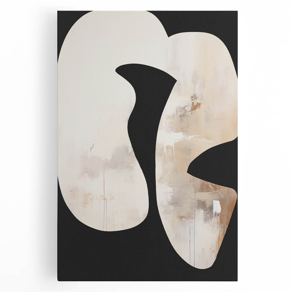 Abstract Minimalist Wall Art - Modern Beige and Black Minimalist Art Print