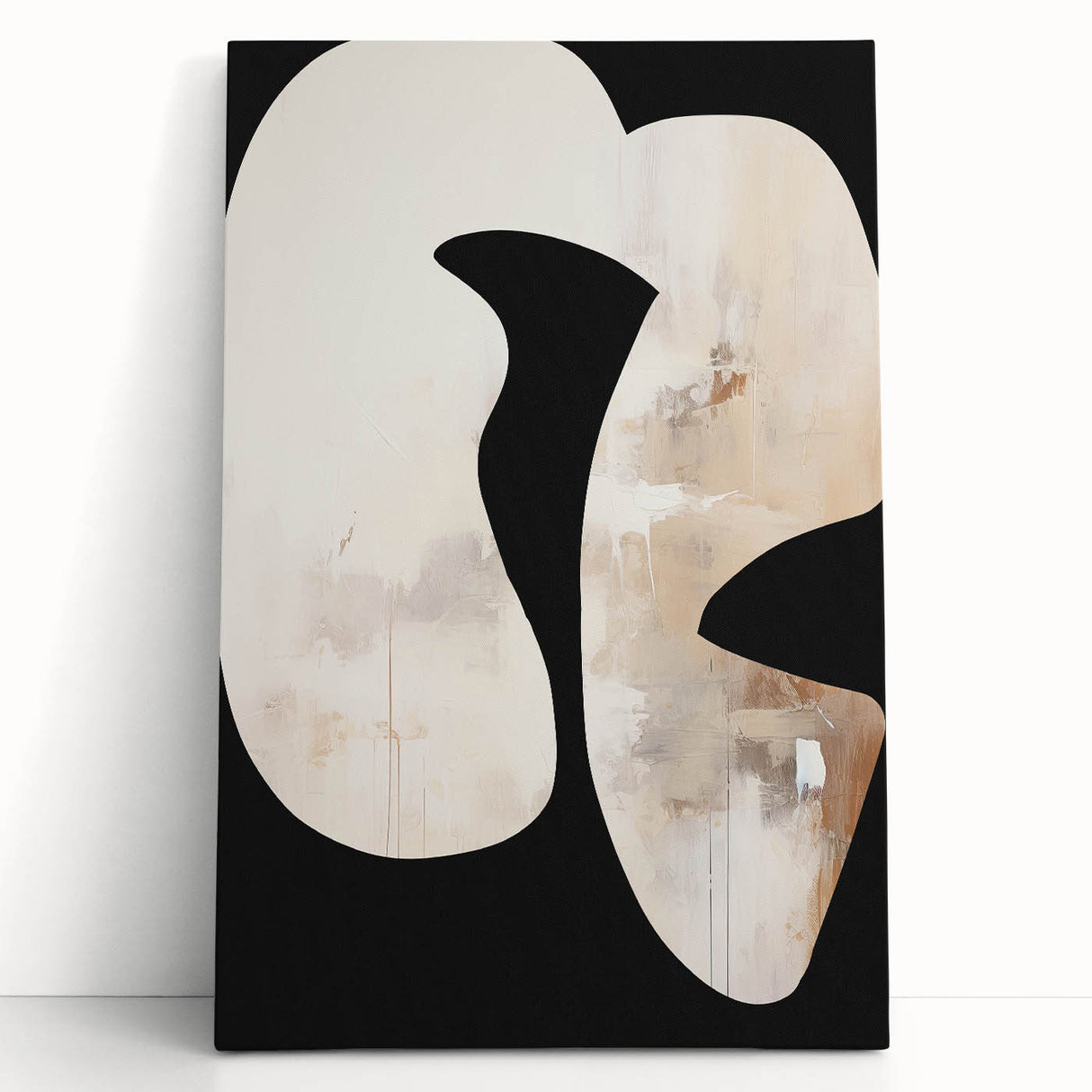 Abstract Minimalist Wall Art - Modern Beige and Black Minimalist Art Print