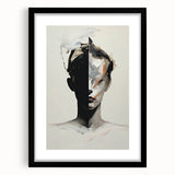 Abstract Minimalist Wall Art - Bold Black and White Portrait with Brushstrokes