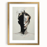 Abstract Minimalist Wall Art - Bold Black and White Portrait with Brushstrokes