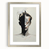 Abstract Minimalist Wall Art - Bold Black and White Portrait with Brushstrokes