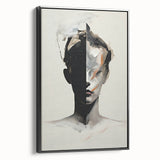 Abstract Minimalist Wall Art - Bold Black and White Portrait with Brushstrokes