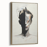 Abstract Minimalist Wall Art - Bold Black and White Portrait with Brushstrokes