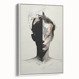 Abstract Minimalist Wall Art - Bold Black and White Portrait with Brushstrokes