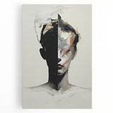Abstract Minimalist Wall Art - Bold Black and White Portrait with Brushstrokes