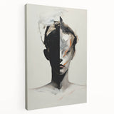 Abstract Minimalist Wall Art - Bold Black and White Portrait with Brushstrokes