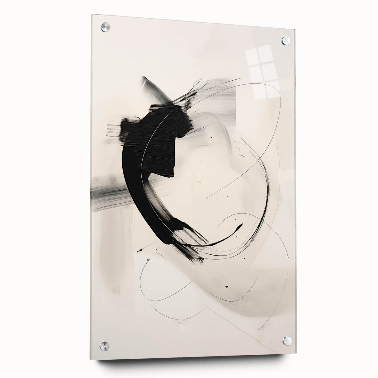 Abstract Minimalist Wall Art - Black and White Brushstroke Art Print