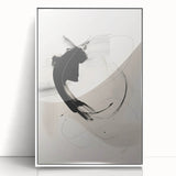 Abstract Minimalist Wall Art - Black and White Brushstroke Art Print
