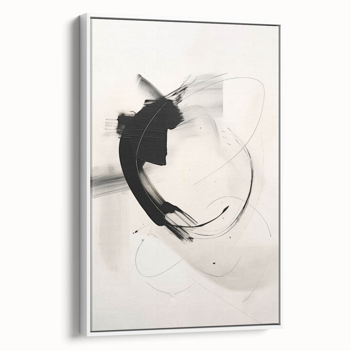 Abstract Minimalist Wall Art - Black and White Brushstroke Art Print