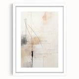 Abstract Minimalist Wall Art - Beige and Black Line Art with Soft Hues