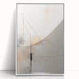 Abstract Minimalist Wall Art - Beige and Black Line Art with Soft Hues