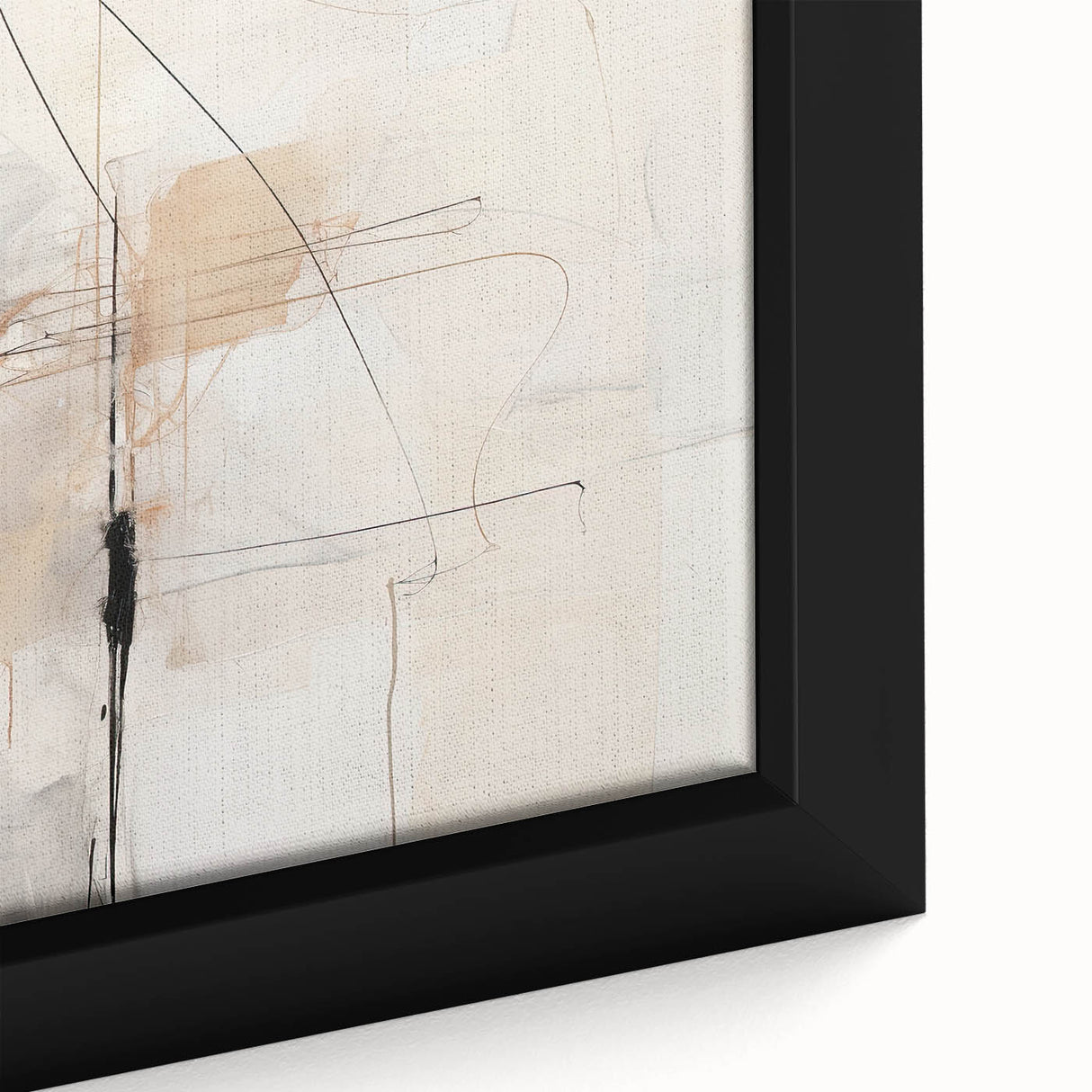 Abstract Minimalist Wall Art - Beige and Black Line Art with Soft Hues