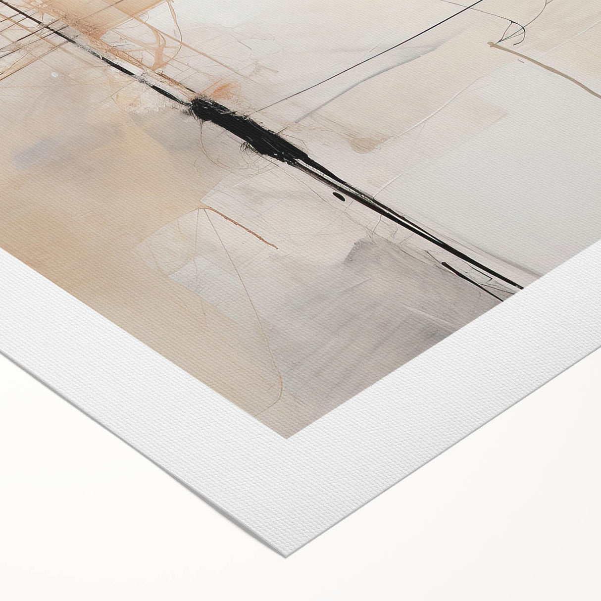 Abstract Minimalist Wall Art - Beige and Black Line Art with Soft Hues