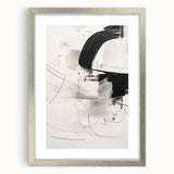Abstract Minimalist Wall Art - Black and White Dynamic Brushstroke Art