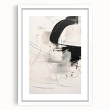 Abstract Minimalist Wall Art - Black and White Dynamic Brushstroke Art