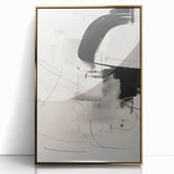 Abstract Minimalist Wall Art - Black and White Dynamic Brushstroke Art